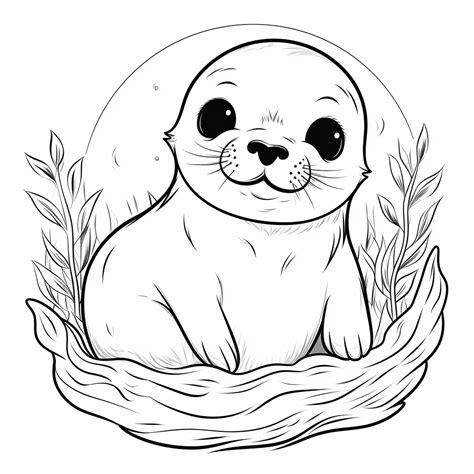 Drawing Of A Cute Little Seal Coloring Page Зумипик