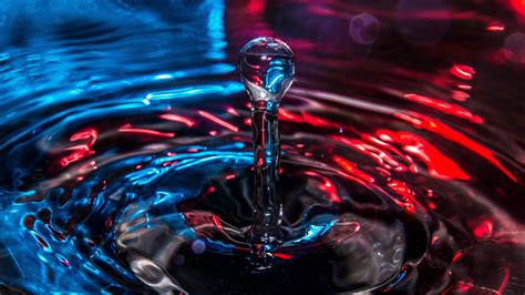 Blue Red Water Drop Waves 4k Hd Abstract Wallpapers Hd