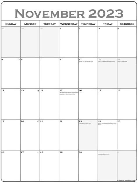 2023 Vertical Calendar Printable Printable World Holiday