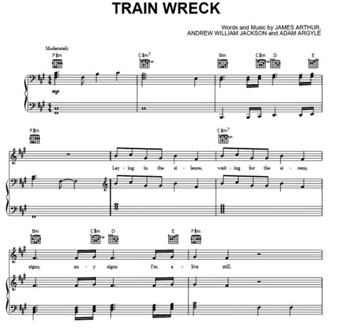 James Arthur Train Wreck Free Sheet Music PDF For Piano The Piano Notes