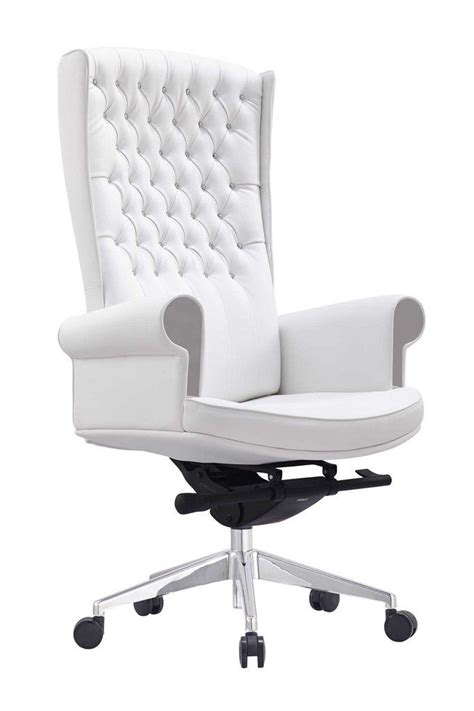 A set of three modern minimalistic office desk chairs. Whiteline Napoleon Executive High Back Office Chair ...