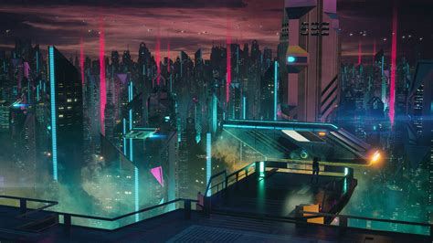 Hd Wallpaper Futuristic City Illustration Aniamted City