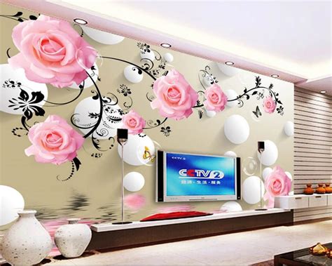 Beibehang Wallpaper Roses Reflections 3d Circles Tv Backgrounds Walls