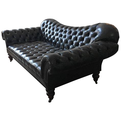 Ultra Sumptuous Ralph Lauren Tufted Black Leather Sofa For Sale At 1stdibs