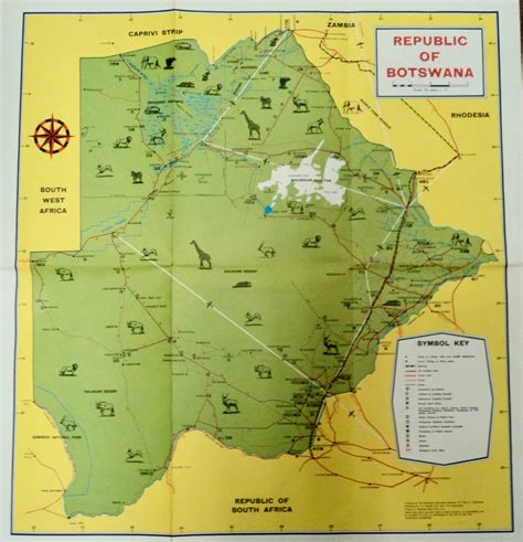 Republic Of Botswana Tourist Map 1968 Botswana Information Services
