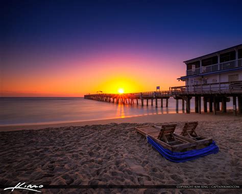 Lake Worth Pier Sunrise Smooth Ocean At Beach Square Hdr Photography