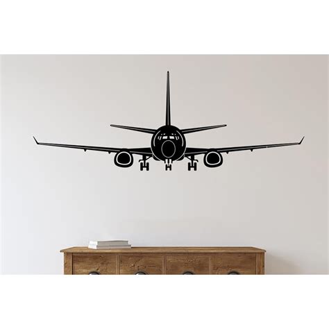 Williston Forge Boeing 737 Airplane Silhouette Vinyl Words Wall Decal