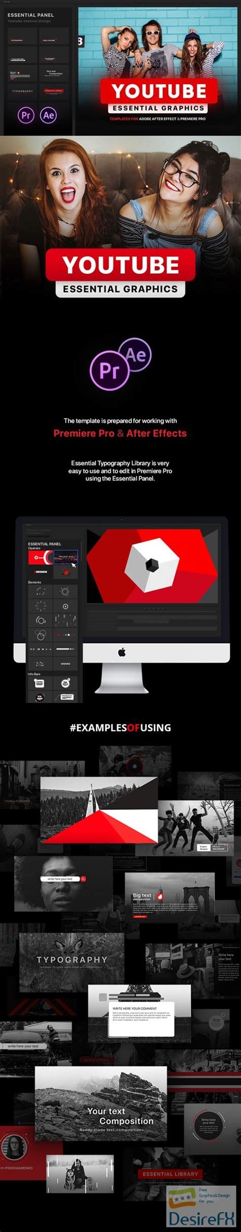 Easily create titles directly on your video using the type tool in the essential graphics panel in adobe premiere pro. Desirefx.com | Download Videohive 21601793 Youtube ...