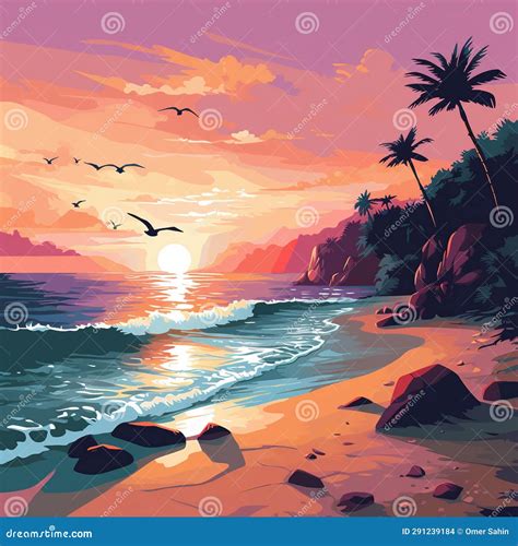 Serenity by the Shore stock illustration. Illustration of coastal