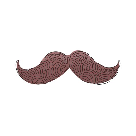 Single One Line Drawing Old Style Mustaches Adult Man Moustaches