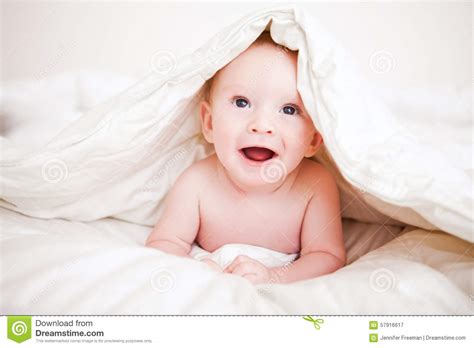 Baby In A Blanket Stock Image Image Of Laying Excited 57916617