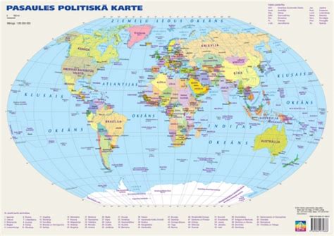 Pasaule Politiskā Karte Galda Paliktnis Karšu Izdevniecība Jāņa Sēta