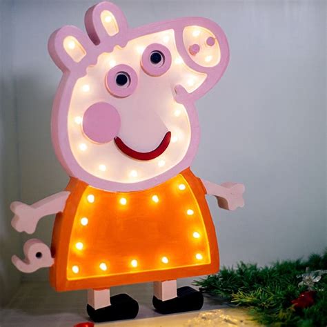 Cute 3d Peppa Pig Shaped Night Light Up Lamp For Baby Kid Sleep Wooden