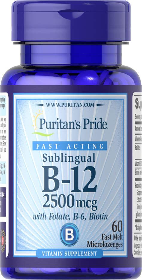 Puritans Pride Vitamin B 12 2500 Mcg Sublingual With Folic Acid