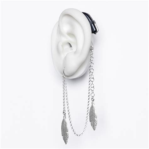 Silver Feather Hearing Aid Jewelry Deafmetal Hearing Jewelry