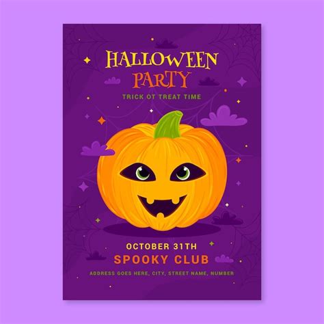 Free Vector Hand Drawn Flat Halloween Party Vertical Poster Template