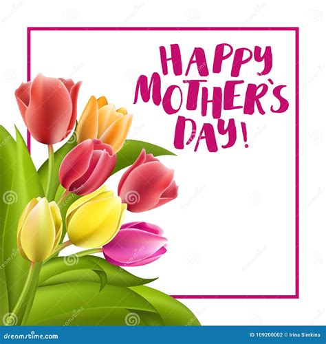 Happy Mothers Day Lettering Mothers Day Greeting Card With Blooming
