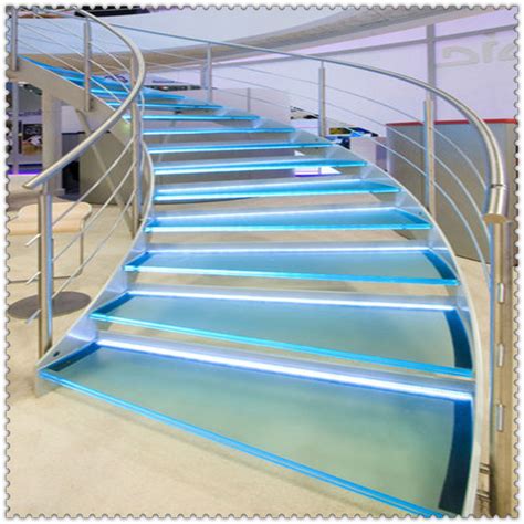 Commercial Indoor Solid Wood Staircase Designs Stainless Steel Curved