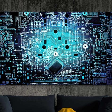 Dark Brown Motherboard Chip Canvas Print Circuit Board Large Etsy