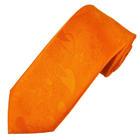 Orange Paisley Patterned Mens Tie From Ties Planet Uk
