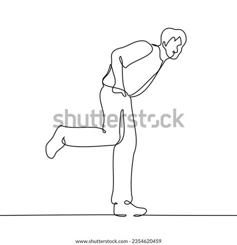 Man Stands On One Leg One Stock Vector Royalty Free 2354620459