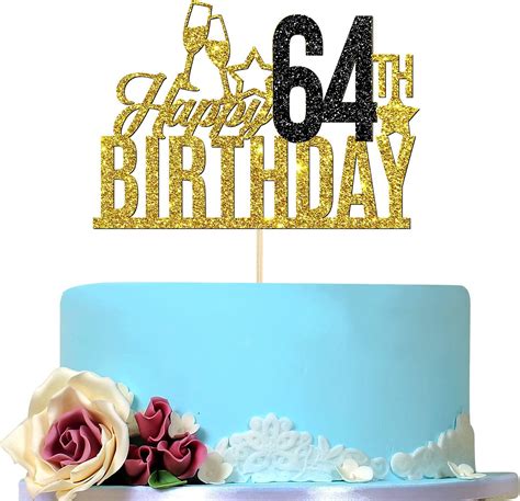Happy 64th Birthday Cake Topper Sixty Four Year Old Cake Topper 64th Birthday
