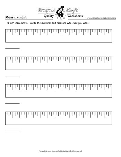Blank Rulers With 18 Inch Increments Math Worksheets Second Grade