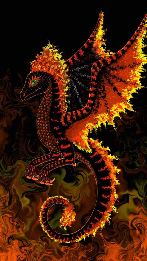 Download Wallpaper 1080x1920 Dragon Fire Art Creature Fantasy