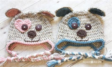 Crochet Puppy Hat Pattern Repeat Crafter Me Puppy Hat Crochet