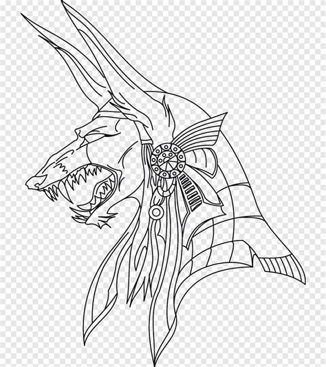 free download line art drawing anubis coloring book anubis pencil symmetry png pngegg