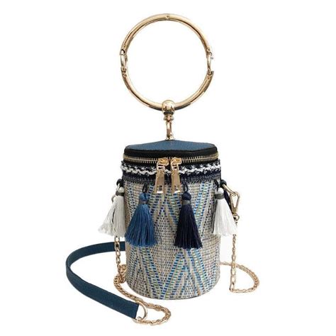 Japan Style Bucket Cylindrical Straw Handbag For Women Wanahavit