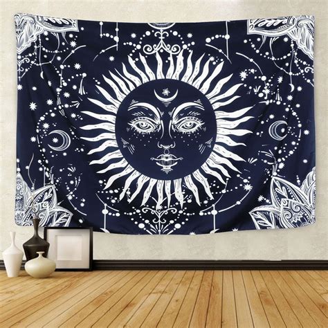 Amazon.com: BLEUM CADE Psychedelic Moon and Sun Tapestry Wall Hanging