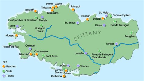 Map Of Brittany Brittany Beaches Towns And Visits Brittany Map