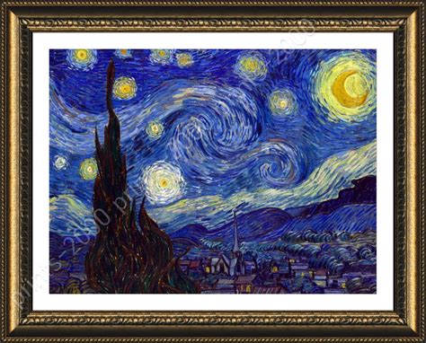 Starry Night By Vincent Van Gogh Framed Canvas Wall Art Poster Hd