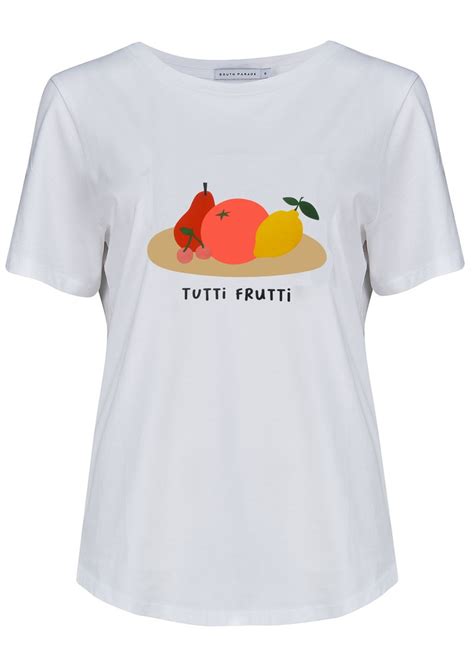 South Parade Lola Tutti Frutti Cotton T Shirt White