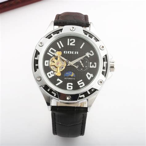 Reloj Hombre Goer Mens Watches Top Brand Luxury Sport Leather Strap