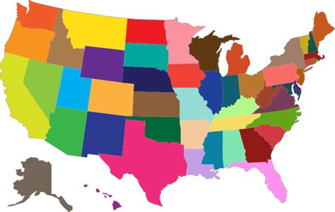 Mapa De Estados Unidos Varios Colores Vectores De Dominio Público