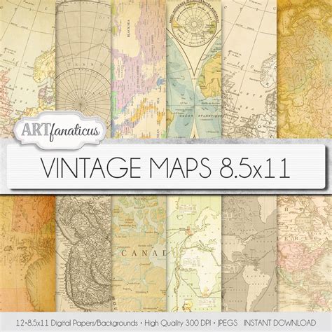 Vintage Maps 85x11 Digital Paper Vintage Maps Etsy