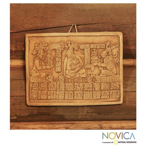 Shop Handmade Ceramic Maya Coronation In Ochre Wall Plaque Mexico