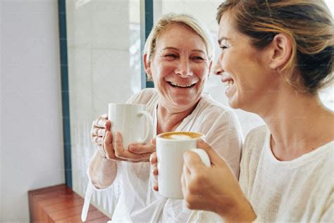 Laughing Women Drinking Coffee Stock Photos Motion Array