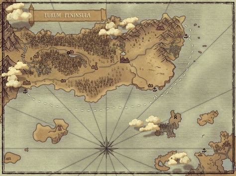 Eurum Peninsula Map Trying Out Parchment Map Style Inkarnate Map