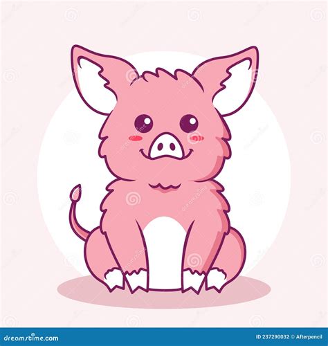 Cute Pig Cartoon Icon Illustration Animal Flat Cartoon Style Stock