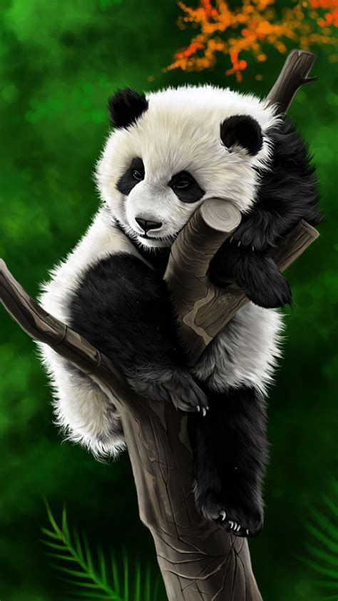 Download Wallpaper 1350x2400 Panda Animal Branch Art Iphone 876s