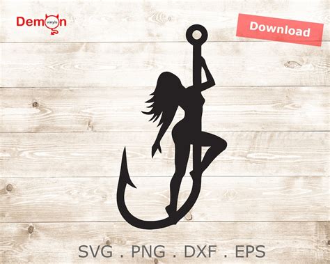 Girl On Hook Fishing SVG Eps Png Dxf Vector Cutting Files Etsy