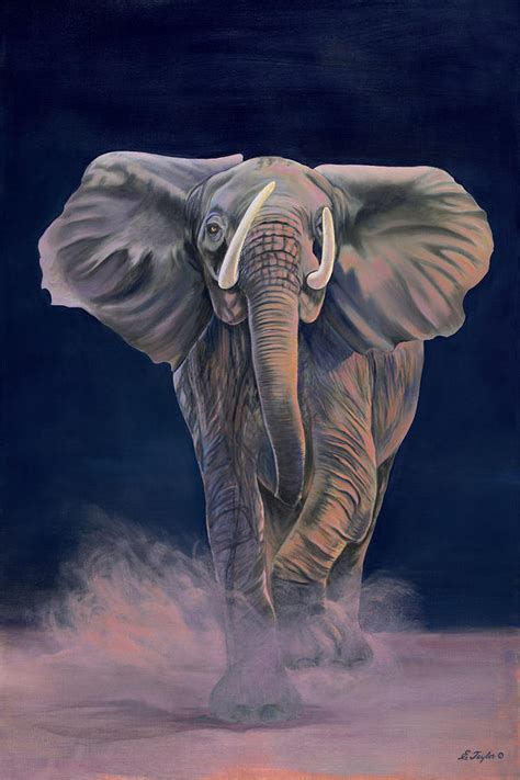 Elephant Charge Painting By E Taylor Fine Art America