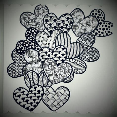 Zentangle Hearts Zentangle Doodle Drawings Pencil Drawings