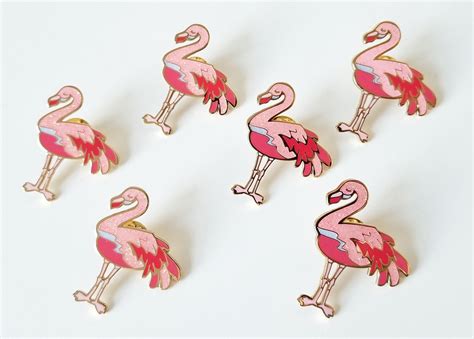 Friendly Flamingo Lapel Pin Sparkle Pink Lanabetty Designs