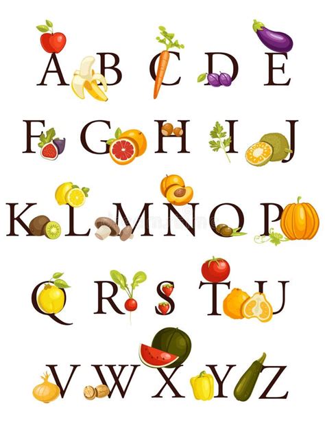 Alphabet De Fruits Et Légumes Illustration De Vecteur Illustration Du