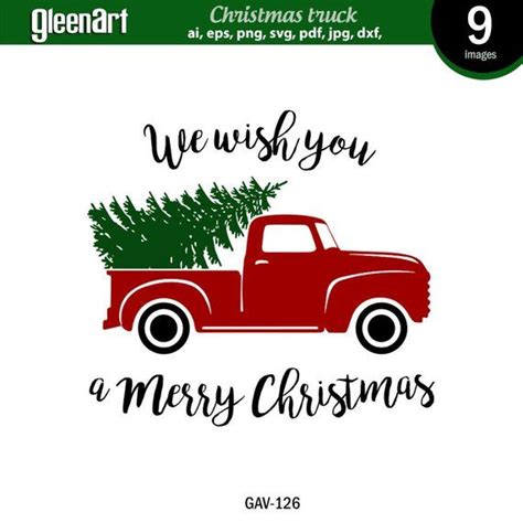 Christmas Truck Svg Christmas Tree Svg Old Red Truck Svg Merry