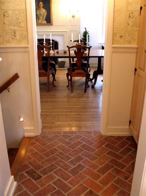 25+ brick floor kitchen ideas 1. Fake Brick Flooring | Great White Wall Painted Also Faux ...
